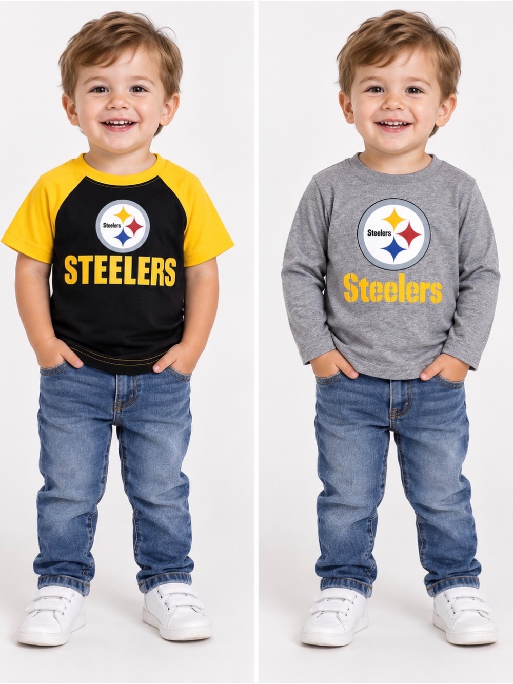 Toddler Long & Short Sleeve Tops - Black/Yellow & Gray Steelers 2 piece set